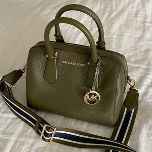 Michael Kors handbag with striped shoulder strap